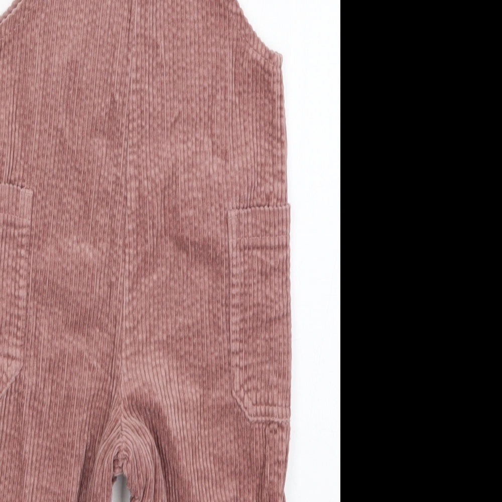 NEXT Girls Pink  Cotton Dungaree One-Piece Size 18-24 Months  Button