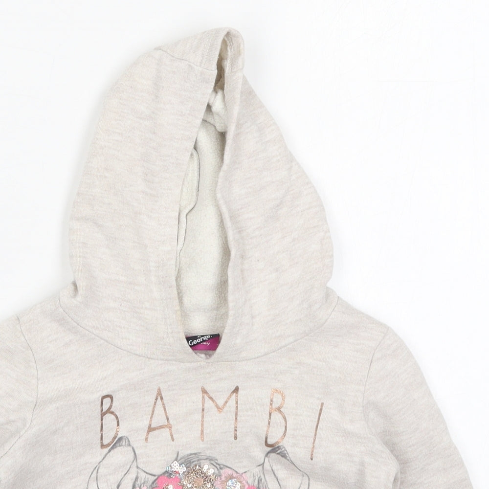 George Girls Beige  Cotton Basic T-Shirt Size 18-24 Months High Neck Pullover - Bambi Hoodie
