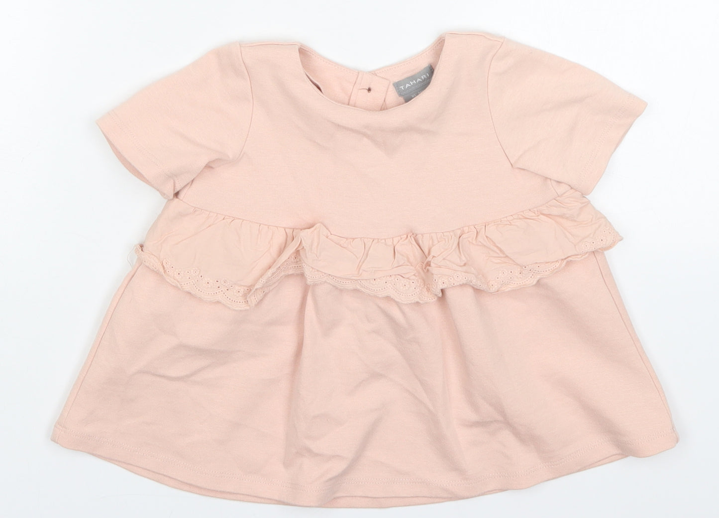 Tahari Girls Pink  Cotton A-Line  Size 2 Years  Round Neck Button