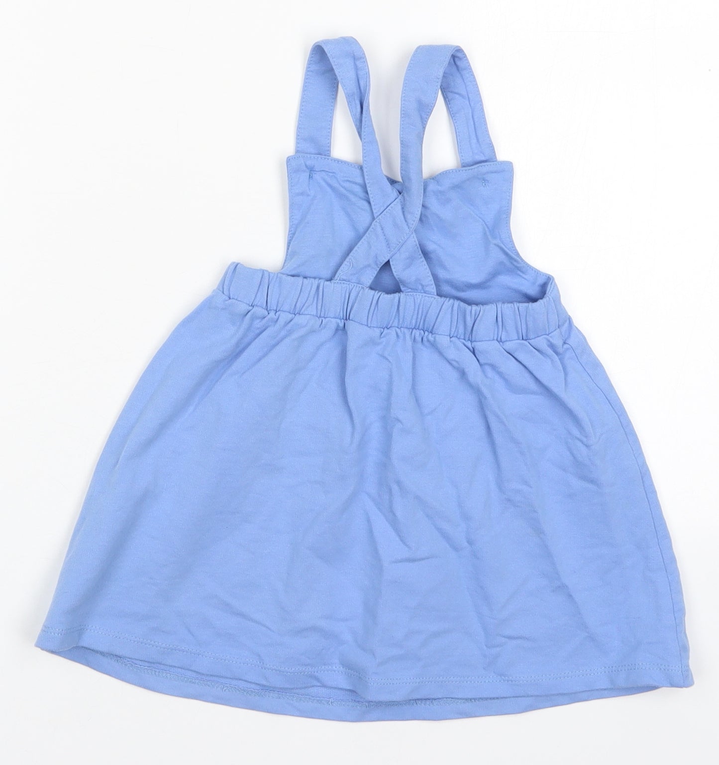 George Girls Blue  Cotton Pinafore/Dungaree Dress  Size 18-24 Months  Square Neck Button - Peppa Pig