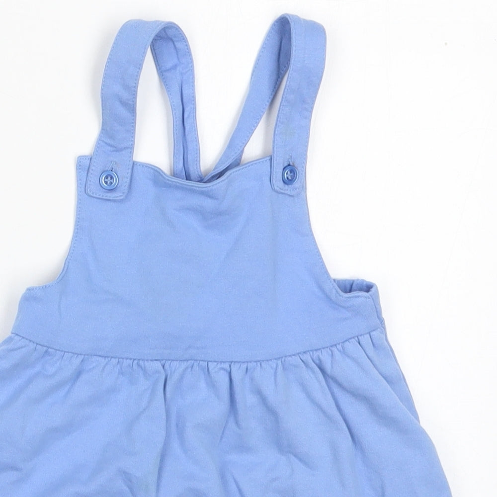 George Girls Blue  Cotton Pinafore/Dungaree Dress  Size 18-24 Months  Square Neck Button - Peppa Pig