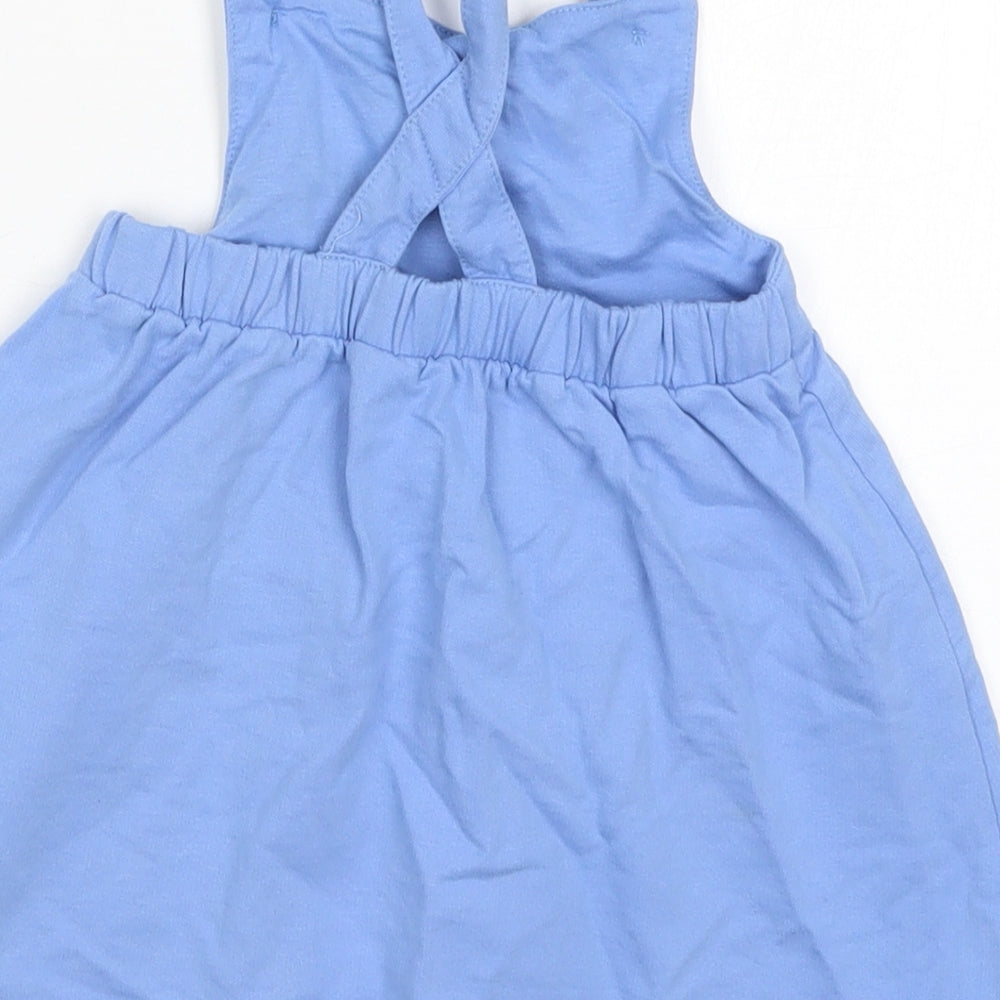 George Girls Blue  Cotton Pinafore/Dungaree Dress  Size 18-24 Months  Square Neck Button - Peppa Pig