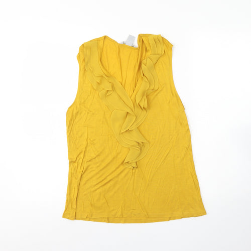 H&M Womens Yellow  Polyester Basic Tank Size L V-Neck