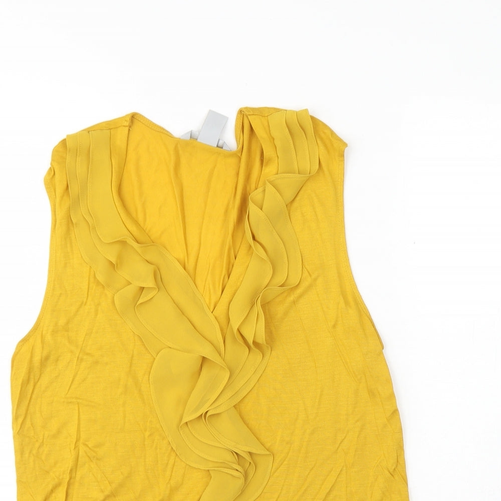 H&M Womens Yellow  Polyester Basic Tank Size L V-Neck