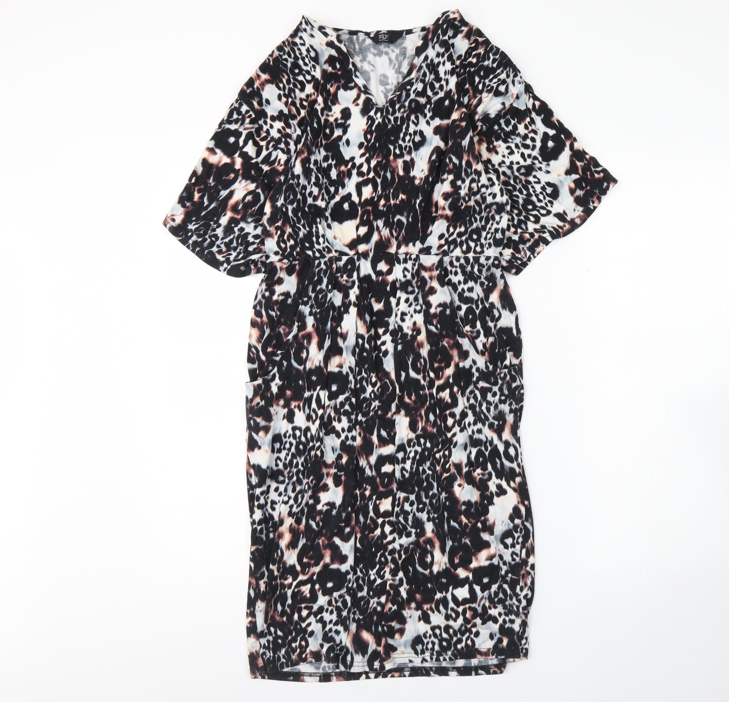 F&F Womens Multicoloured Animal Print Viscose Shift  Size 10  V-Neck