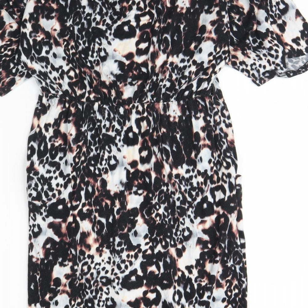 F&F Womens Multicoloured Animal Print Viscose Shift  Size 10  V-Neck