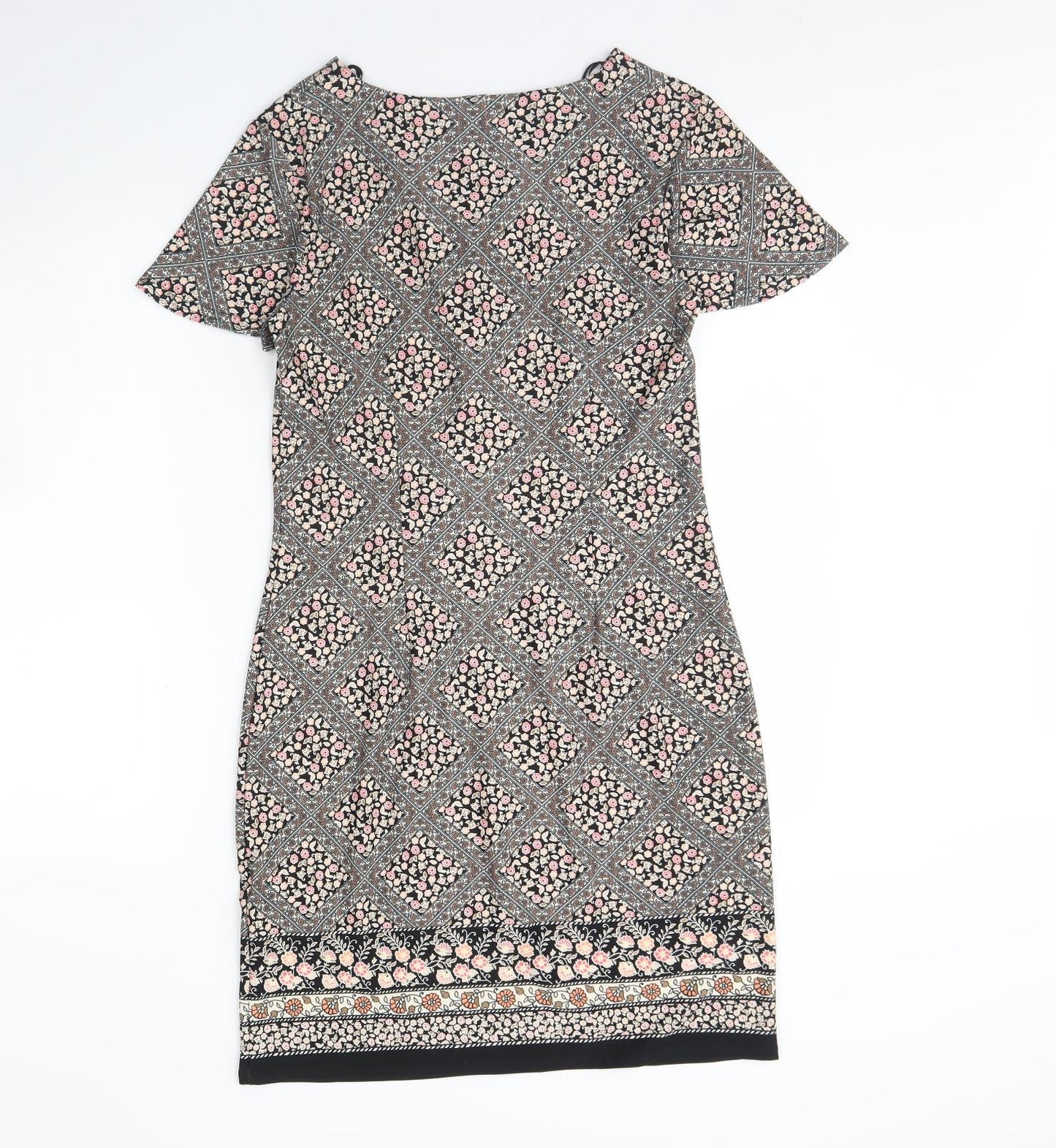 F&F Womens Multicoloured Floral Polyester Shift  Size 10  V-Neck