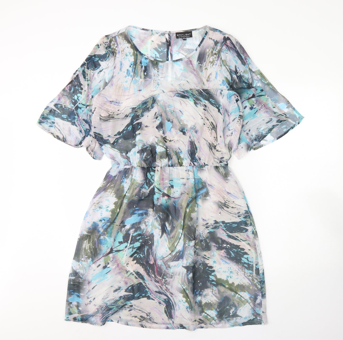 Warehouse Womens Multicoloured  Polyester Mini  Size 12  Round Neck Button