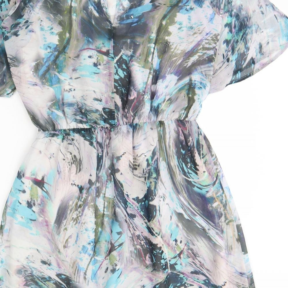 Warehouse Womens Multicoloured  Polyester Mini  Size 12  Round Neck Button