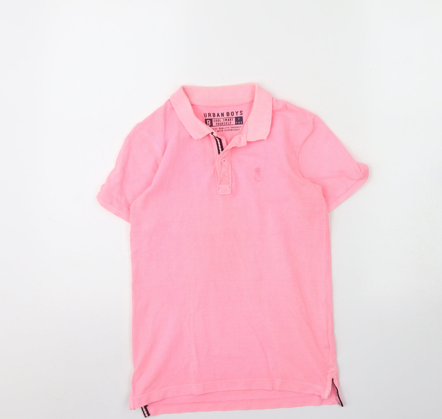 Urban boys Boys Pink  Cotton Basic Polo Size 7 Years Collared Button