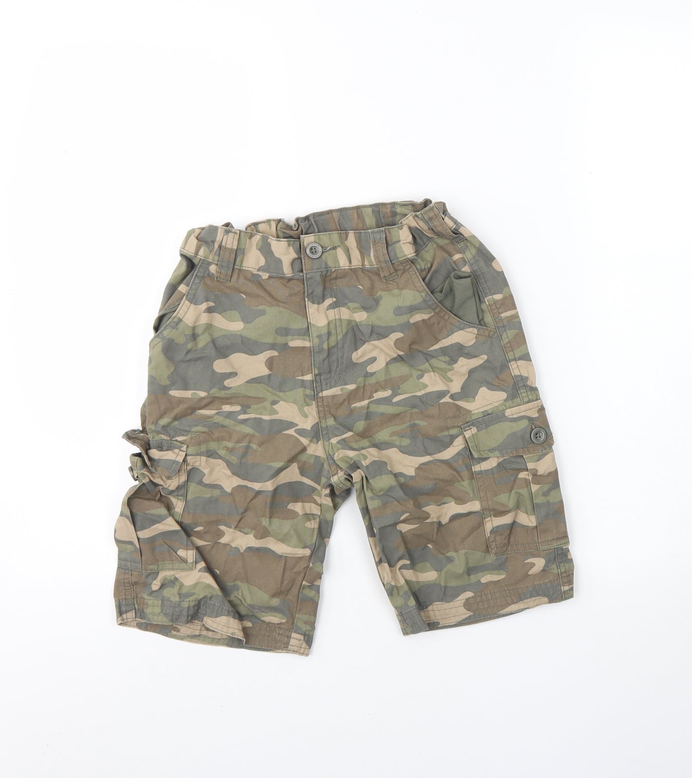 Mountain Warehouse Boys Green Camouflage Cotton Chino Shorts Size 11 Years  Regular Buckle