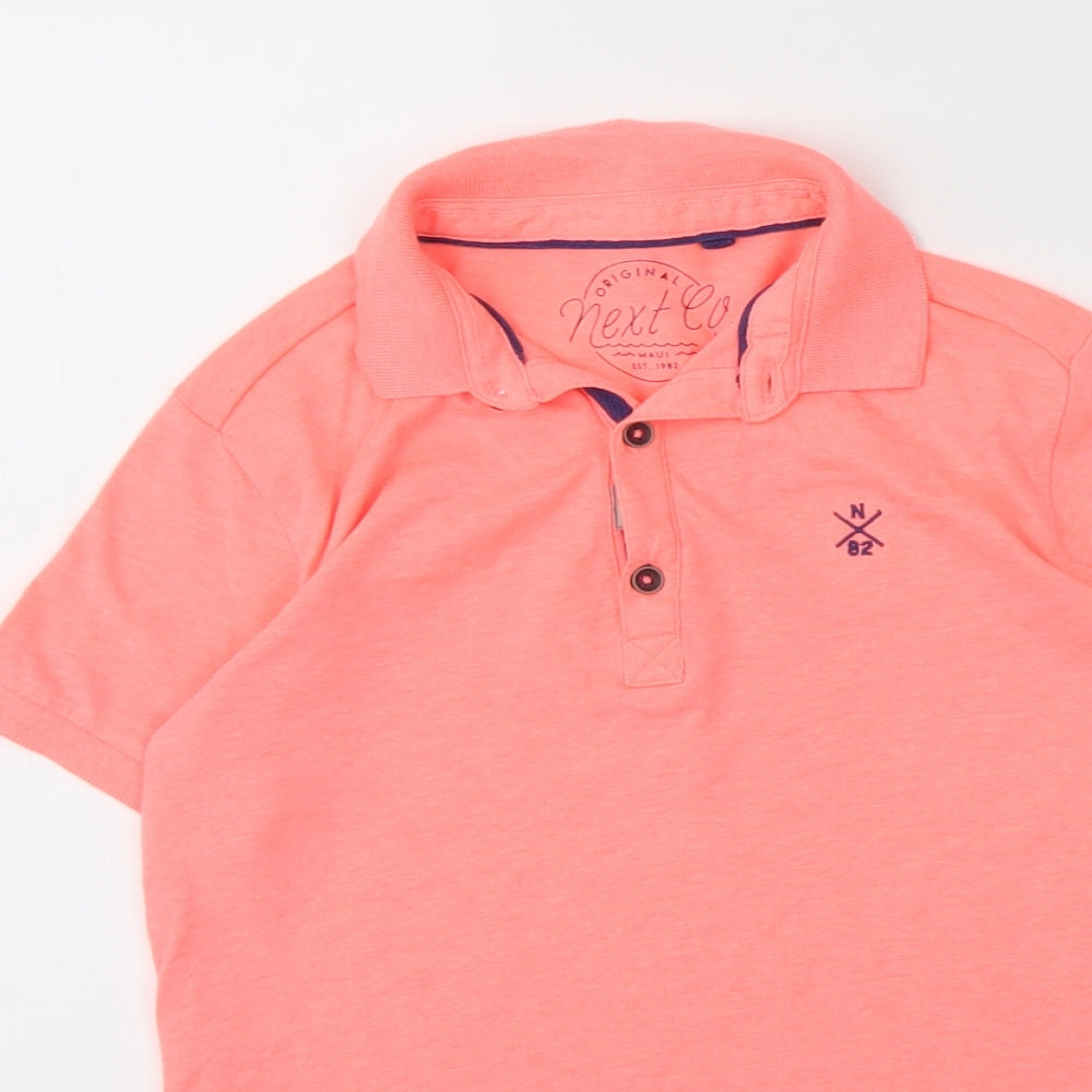 NEXT Boys Pink  Cotton Basic Polo Size 9 Years Collared Button