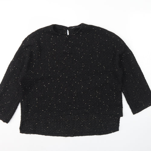 Zara Womens Black Round Neck  Polyester Pullover Jumper Size M