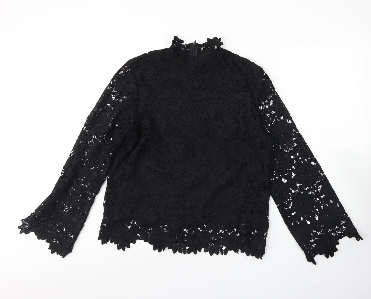 Papaya Womens Black  Polyester Basic Blouse Size 16 Round Neck