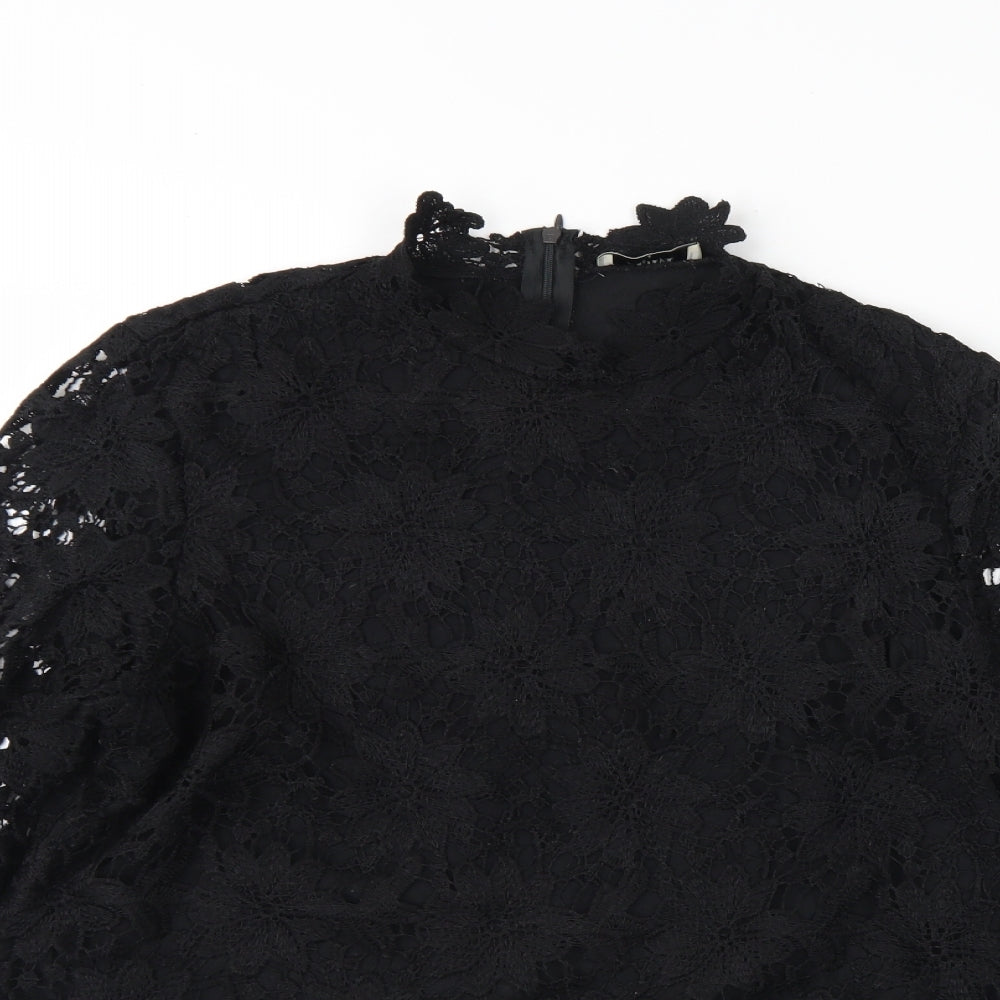 Papaya Womens Black  Polyester Basic Blouse Size 16 Round Neck