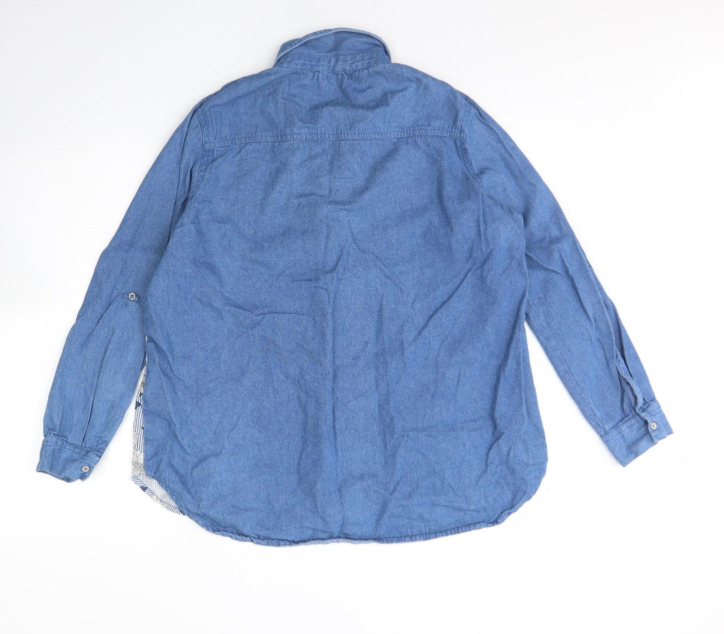 Klass Womens Blue Floral Cotton Basic Button-Up Size 18 Collared