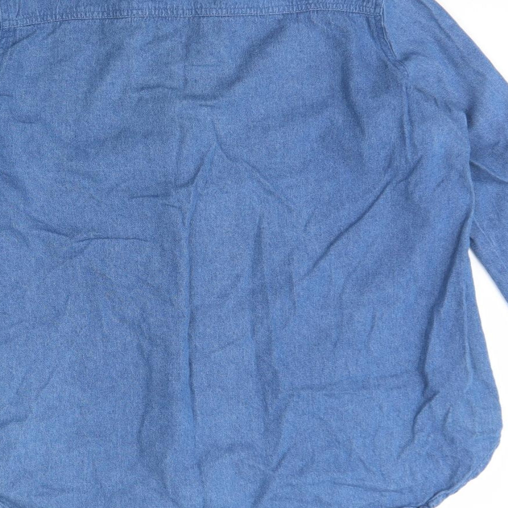 Klass Womens Blue Floral Cotton Basic Button-Up Size 18 Collared