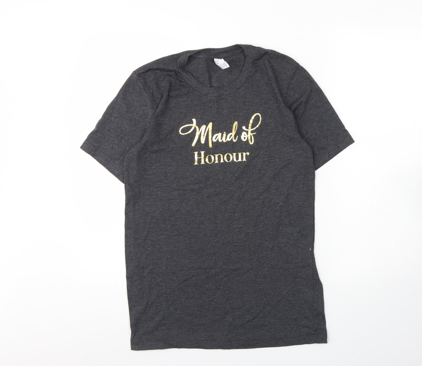 Canvas Womens Grey  Cotton Basic T-Shirt Size S Round Neck - Maid of honour