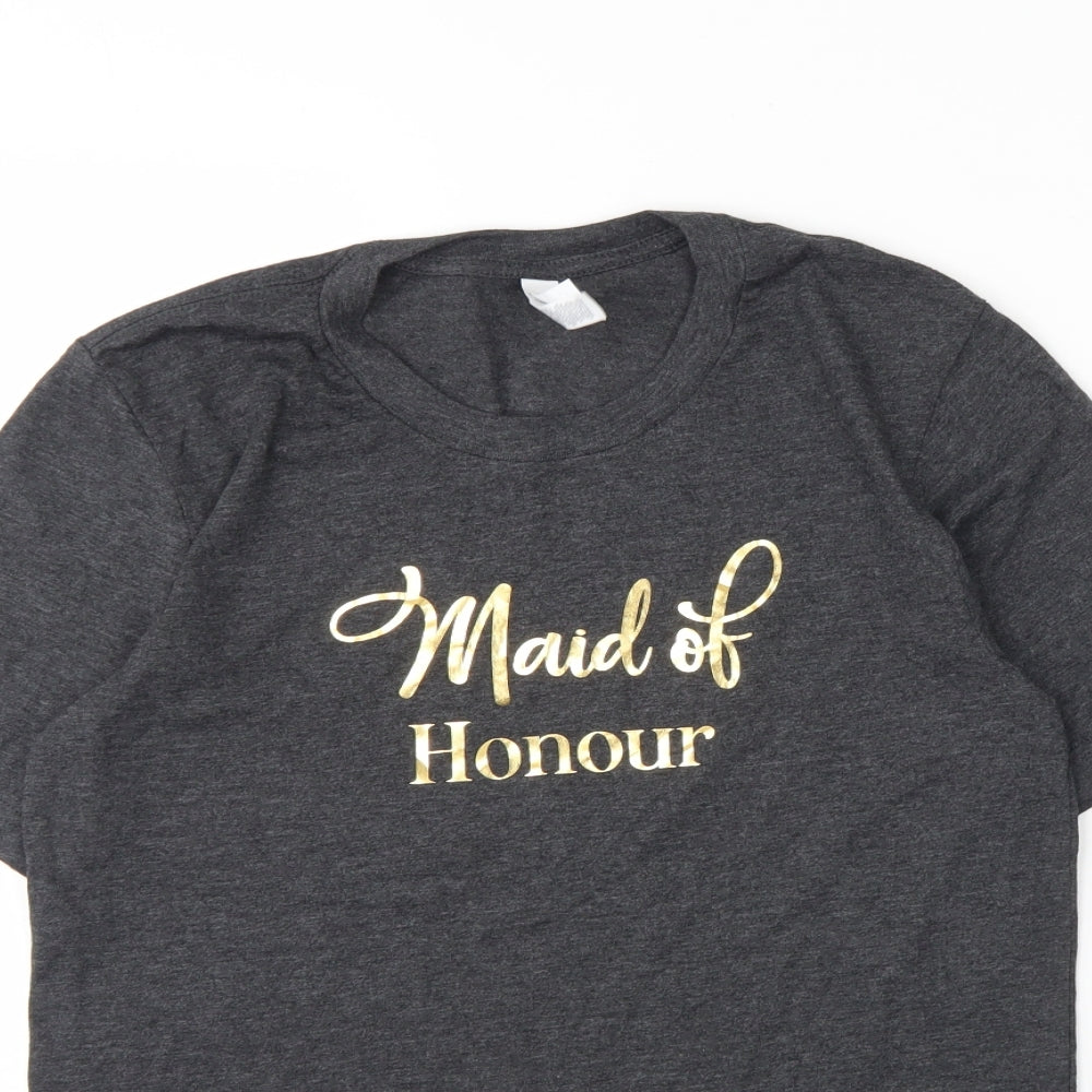Canvas Womens Grey  Cotton Basic T-Shirt Size S Round Neck - Maid of honour