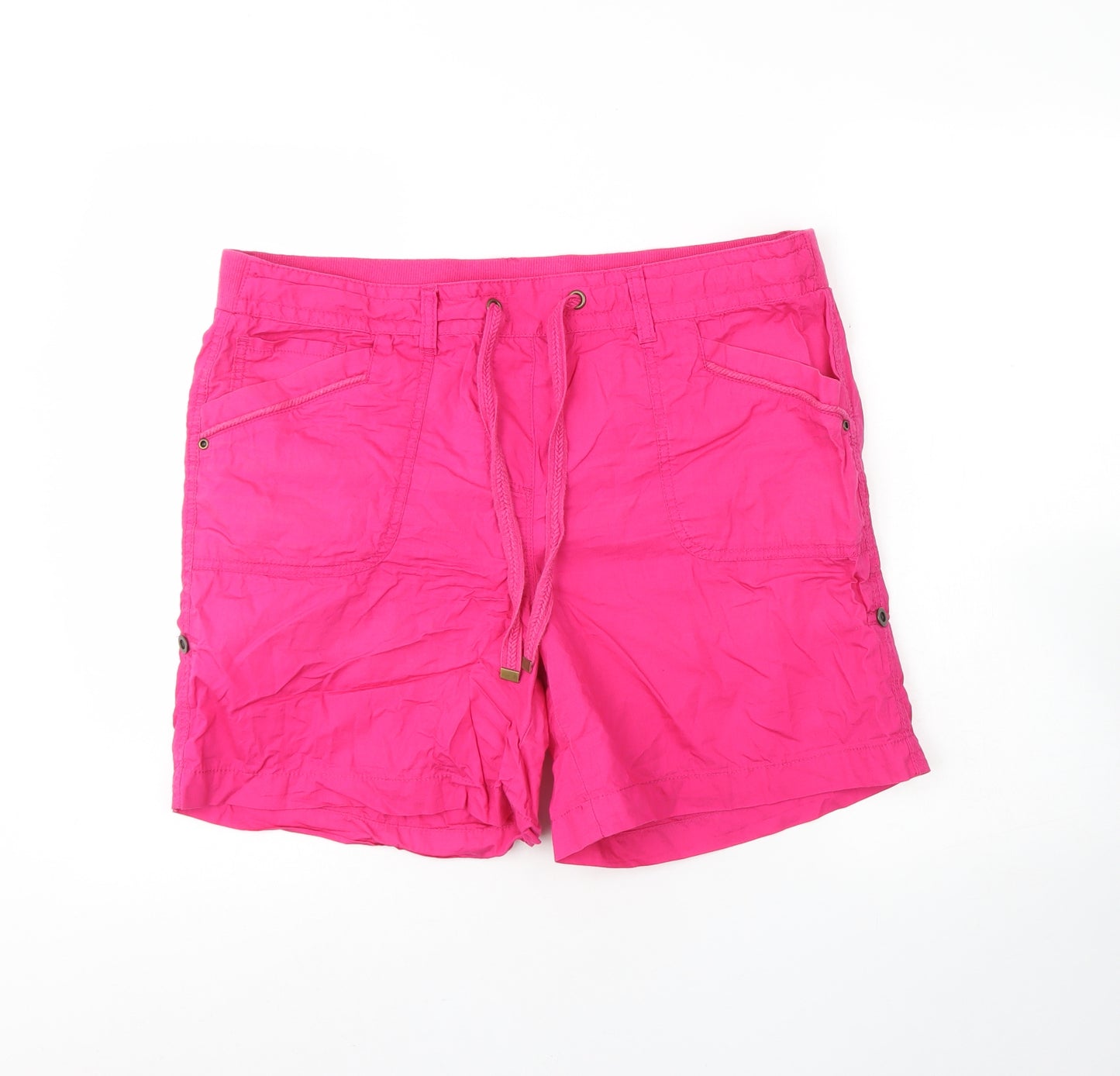 Preworn Womens Pink  Polyester Culotte Shorts Size 16 L5 in Regular Drawstring