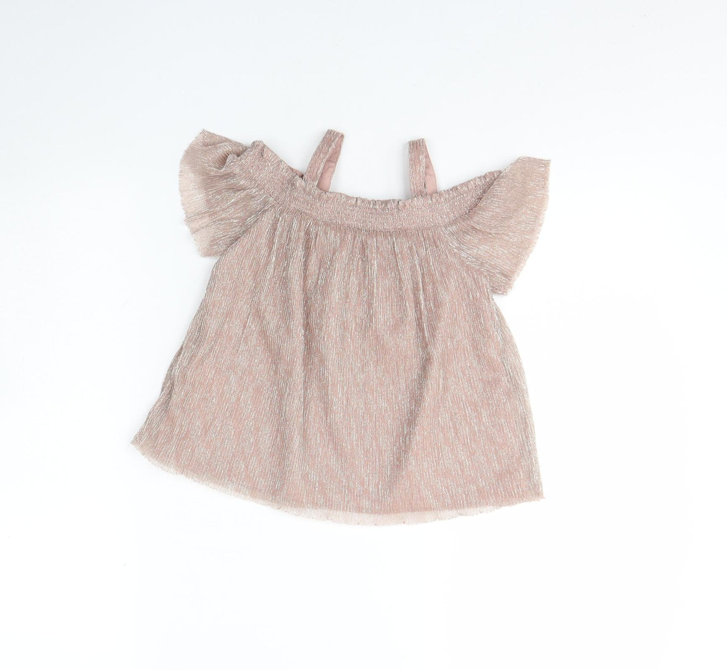 NEXT Girls Pink  Polyester Basic Blouse Size 6 Years Round Neck