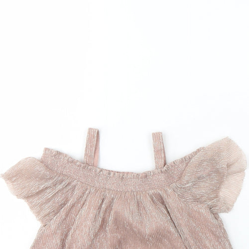 NEXT Girls Pink  Polyester Basic Blouse Size 6 Years Round Neck