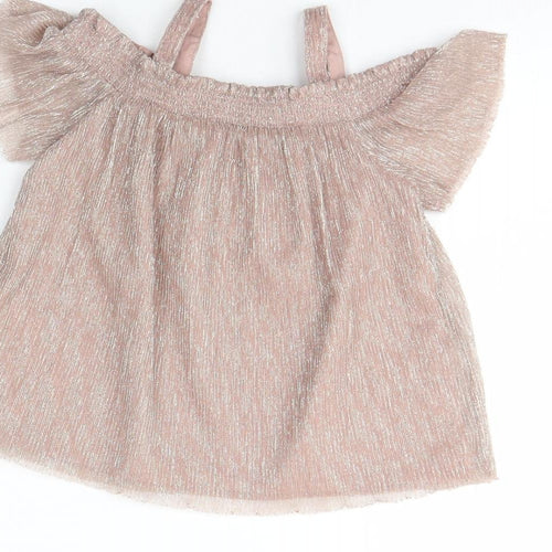 NEXT Girls Pink  Polyester Basic Blouse Size 6 Years Round Neck