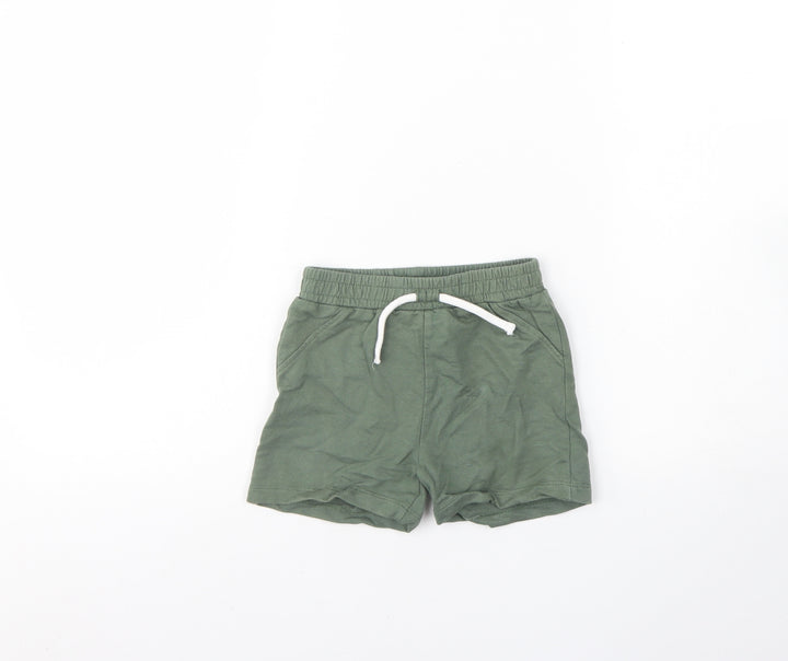 Primark Baby Green Cotton Cropped Trousers Size 12 Months Drawstring