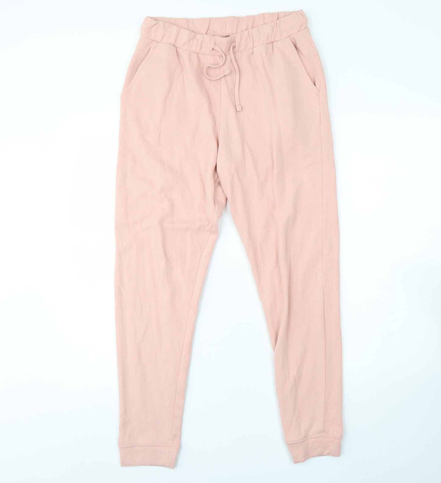 Miss Selfridge Womens Pink  Cotton Jogger Trousers Size M L30 in Regular Drawstring