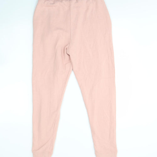 Miss Selfridge Womens Pink  Cotton Jogger Trousers Size M L30 in Regular Drawstring