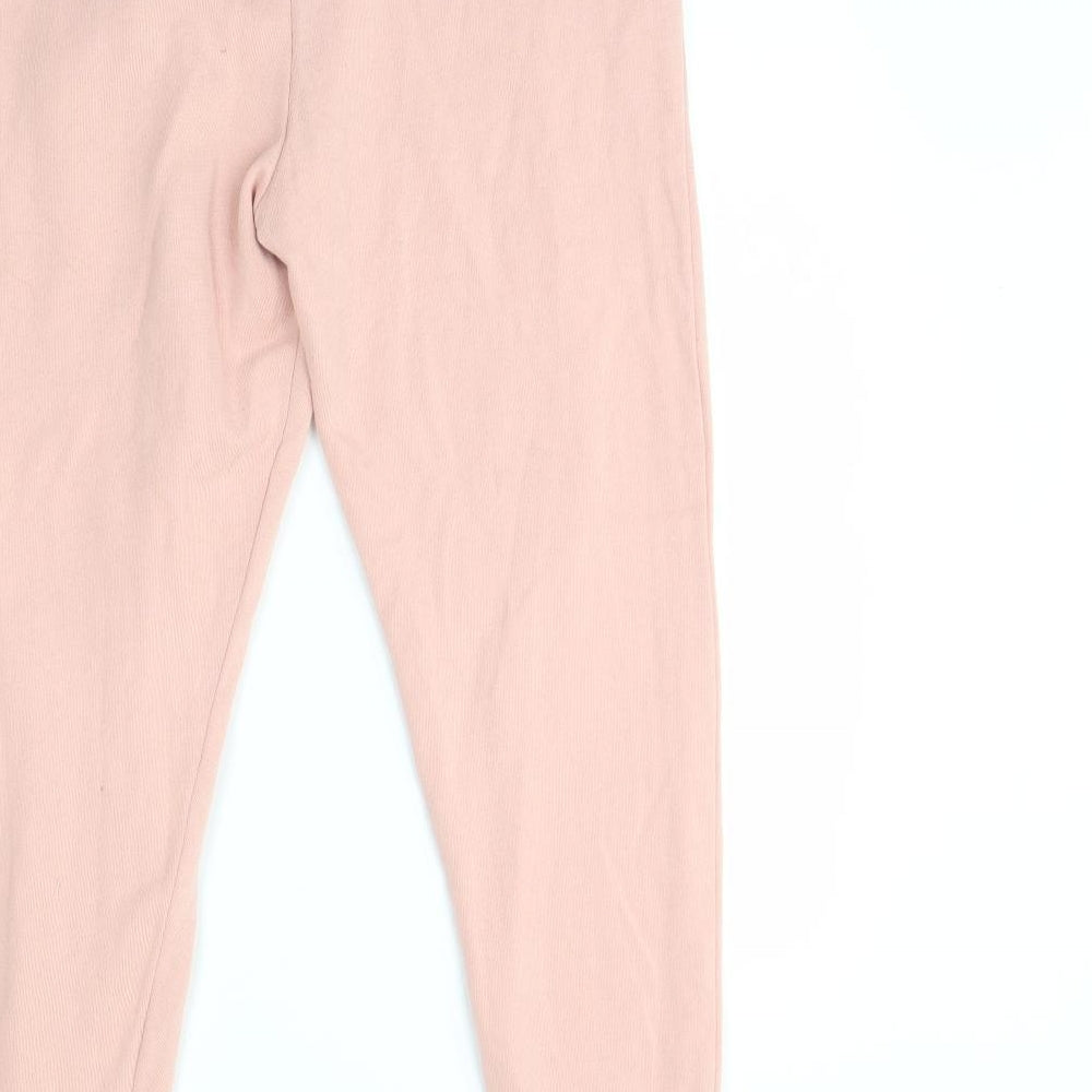 Miss Selfridge Womens Pink  Cotton Jogger Trousers Size M L30 in Regular Drawstring