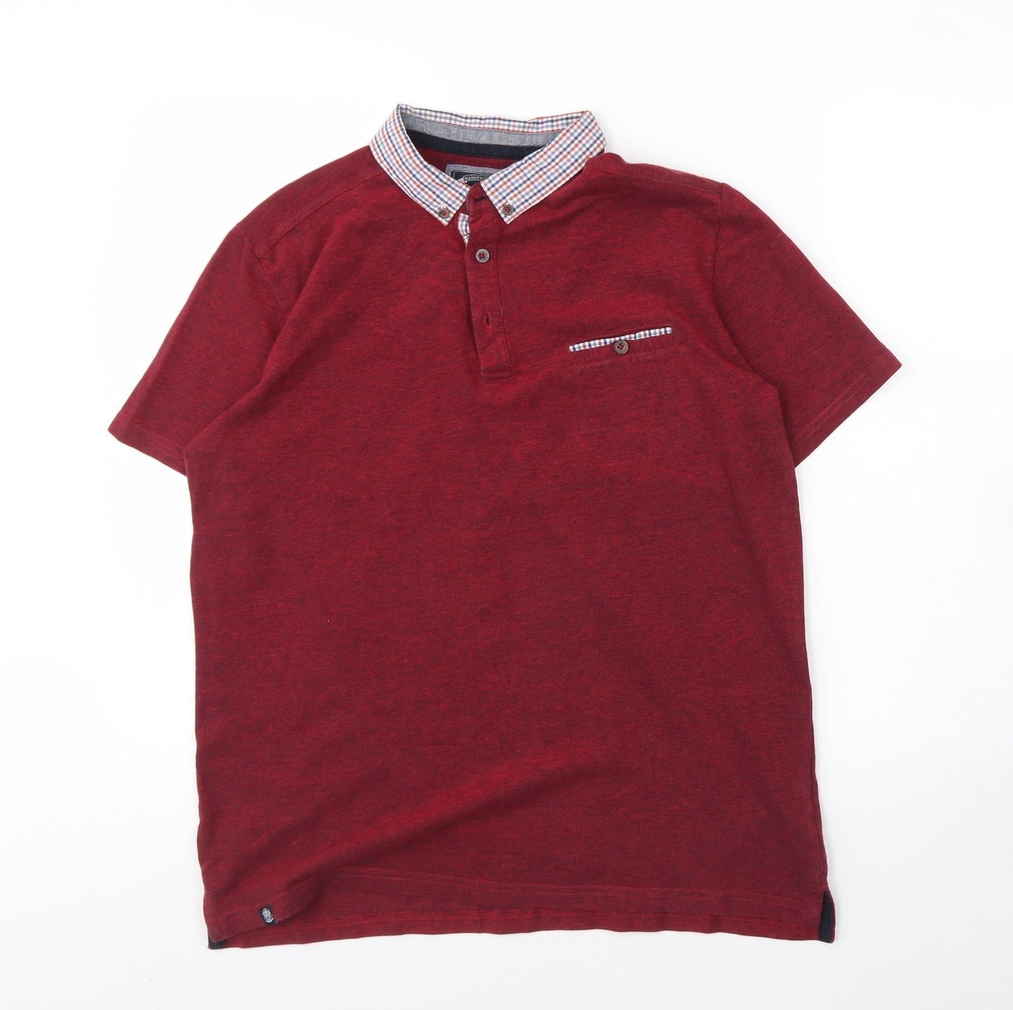 Kensington Mens Red  Cotton  Polo Size M Collared Button