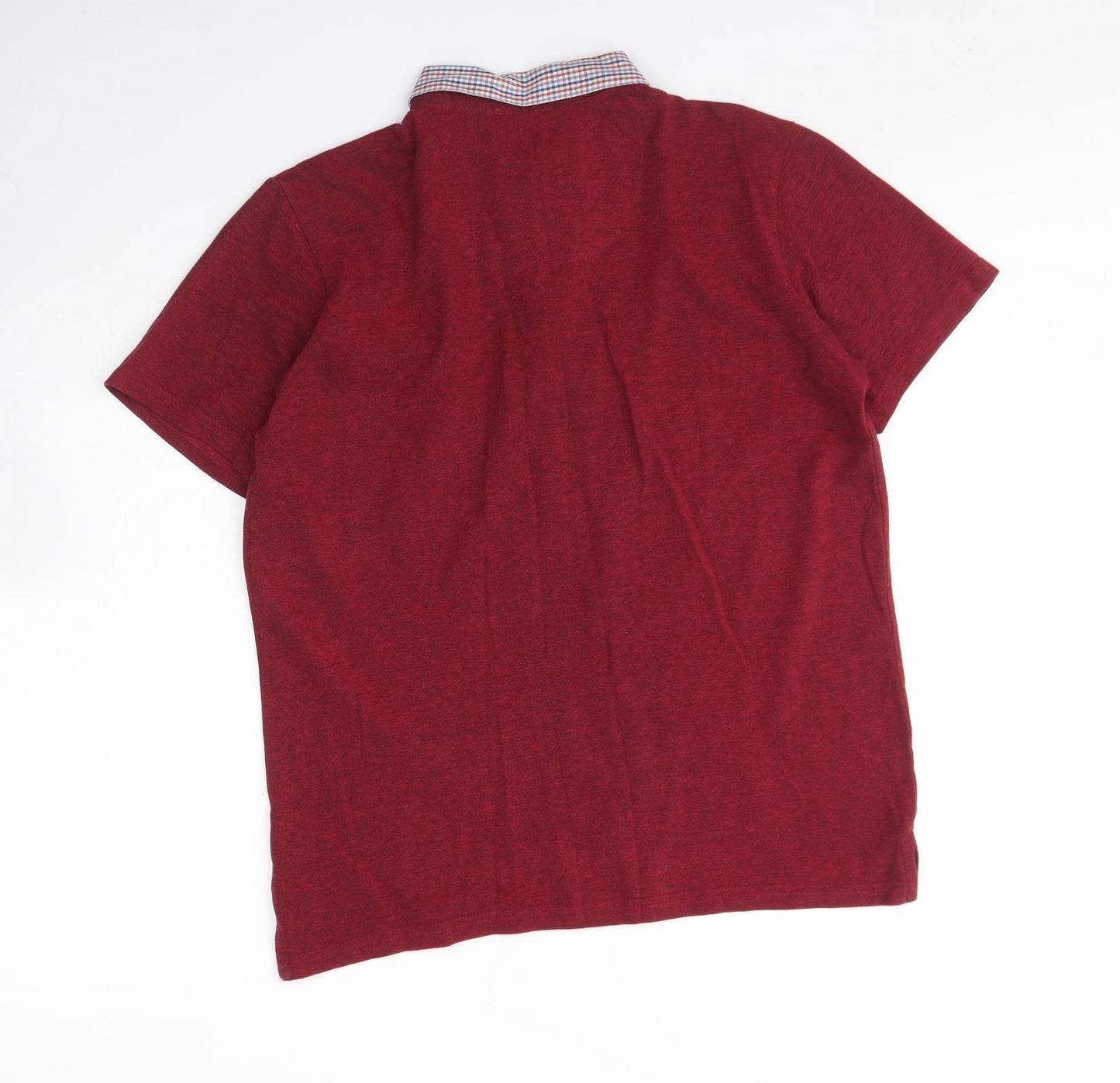 Kensington Mens Red  Cotton  Polo Size M Collared Button