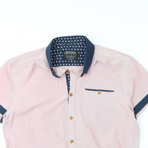 Burton Mens Pink  Cotton  Dress Shirt Size M Collared Button