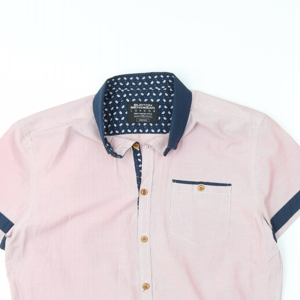 Burton Mens Pink  Cotton  Dress Shirt Size M Collared Button