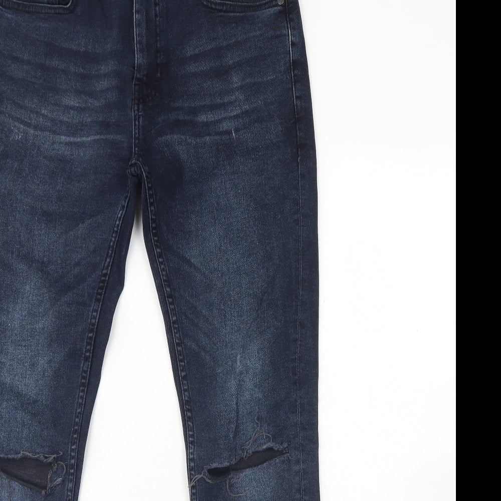 NEXT Mens Blue  Cotton Straight Jeans Size 30 L30 in Regular Button