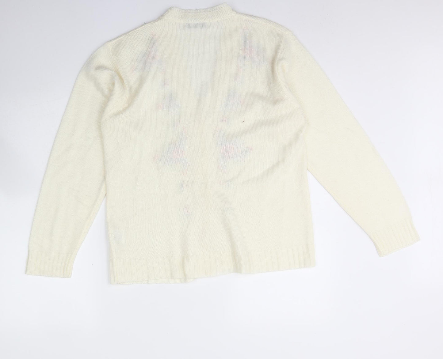 Berketex Womens Ivory V-Neck  Acrylic Cardigan Jumper Size 10