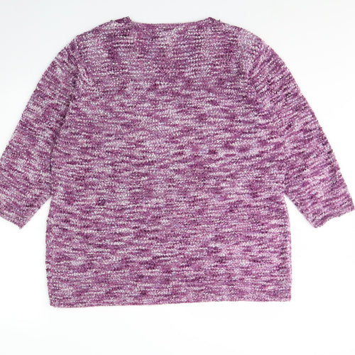 BM Womens Purple Round Neck  Acrylic Pullover Jumper Size L