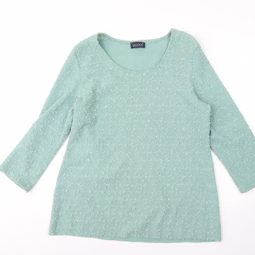 Saloos Womens Green Round Neck  Polyester Pullover Jumper Size 18