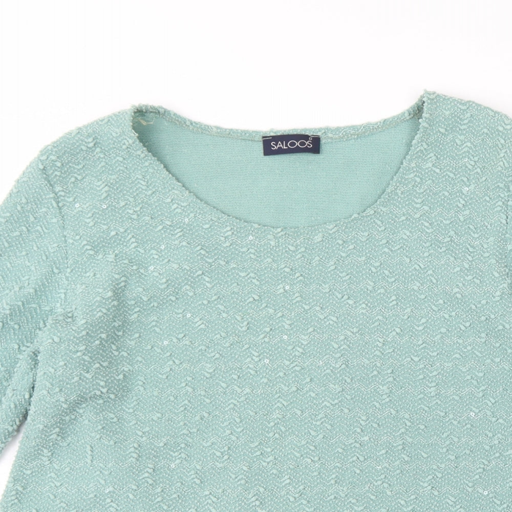 Saloos Womens Green Round Neck  Polyester Pullover Jumper Size 18