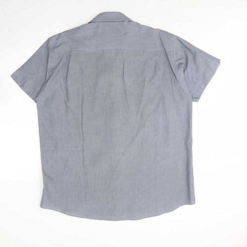 Cedar Wood State Mens Blue Striped Cotton  Dress Shirt Size 17.5 Collared Button