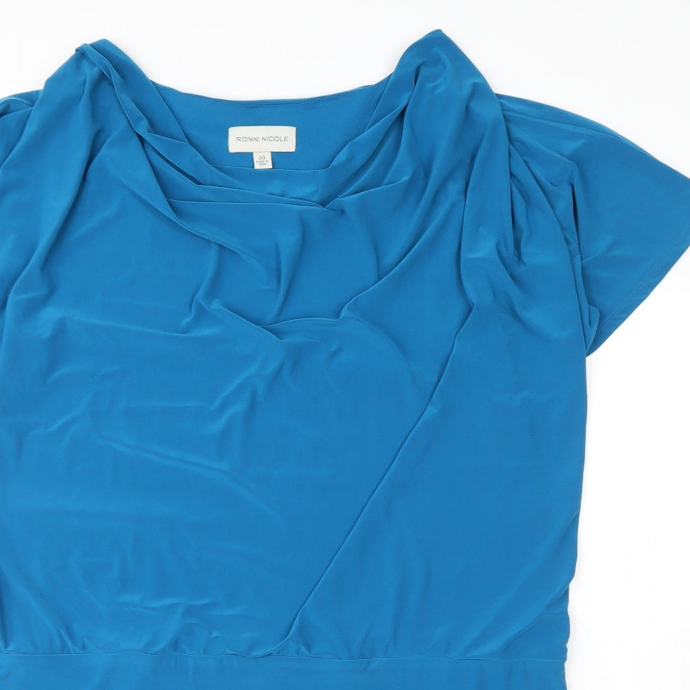 Ronni Nicole Womens Blue  Polyester Shift  Size 20  Round Neck