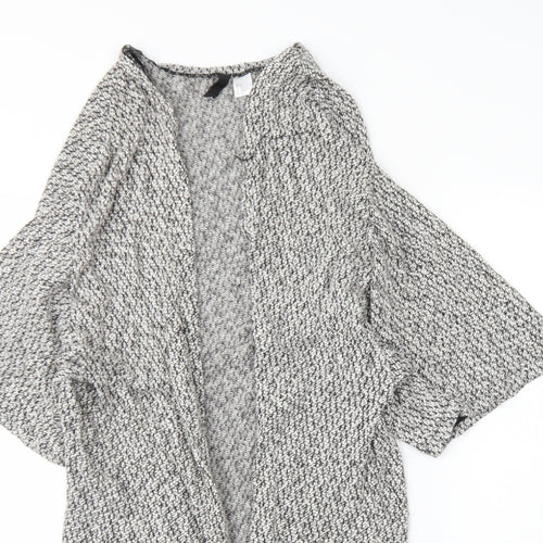 H&M Womens White V-Neck Herringbone Cotton Cardigan Jumper Size M