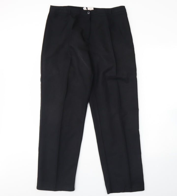 Yessica Womens Black Polyester Trousers Size 16 L30 in Regular Hook & Eye