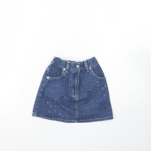 Xceed Girls Blue  Cotton Mini Skirt Size 3 Years  Regular Button