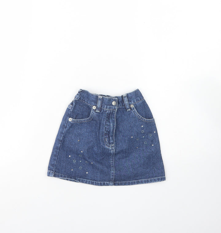 Xceed Girls Blue Cotton Mini Skirt Size 3 Years Regular Button