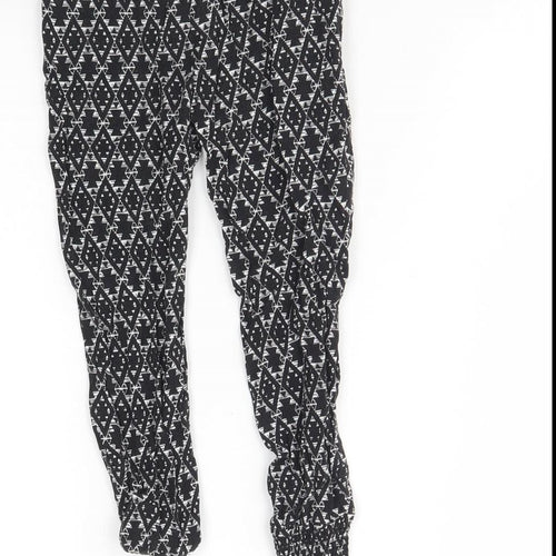 Primark Girls Black Geometric Cotton Capri Trousers Size 3 Years  Regular Tie