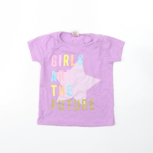 Angel  Girls Purple  Cotton Basic T-Shirt Size 4 Years Round Neck  - Girls are the future