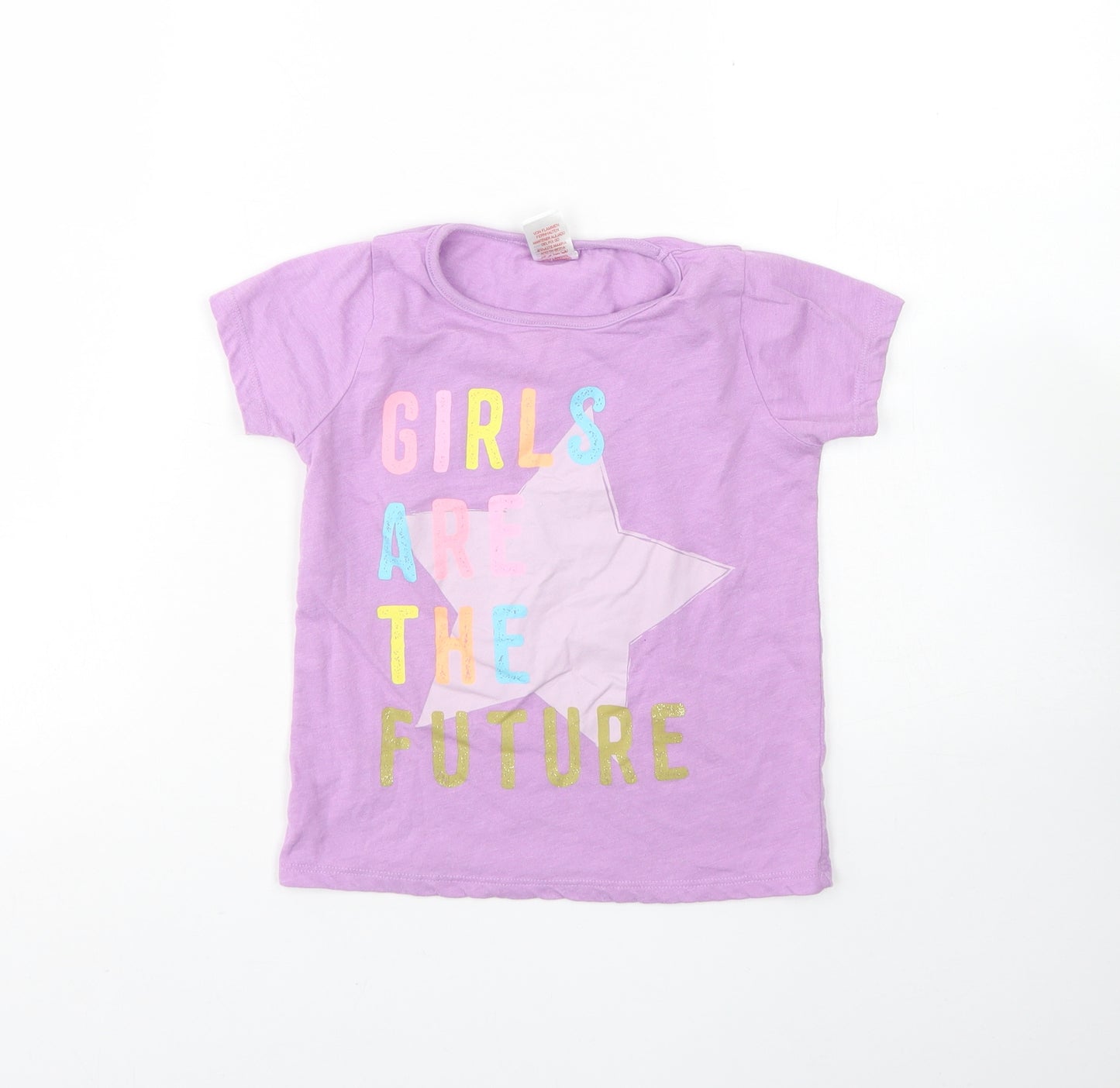 Angel  Girls Purple  Cotton Basic T-Shirt Size 4 Years Round Neck  - Girls are the future