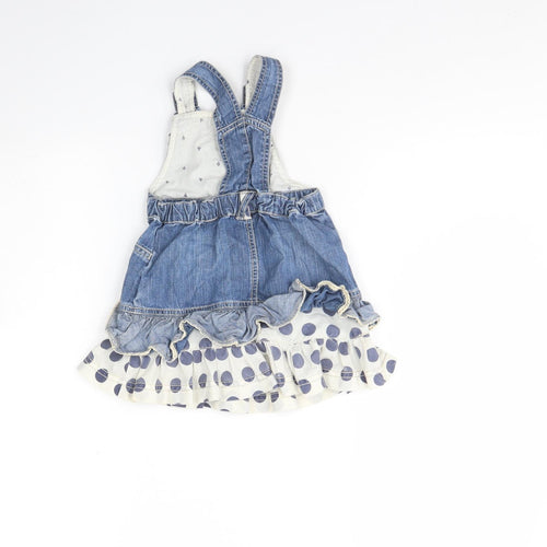 NEXT Girls Blue Polka Dot Cotton Fit & Flare  Size 12 Months  Square Neck